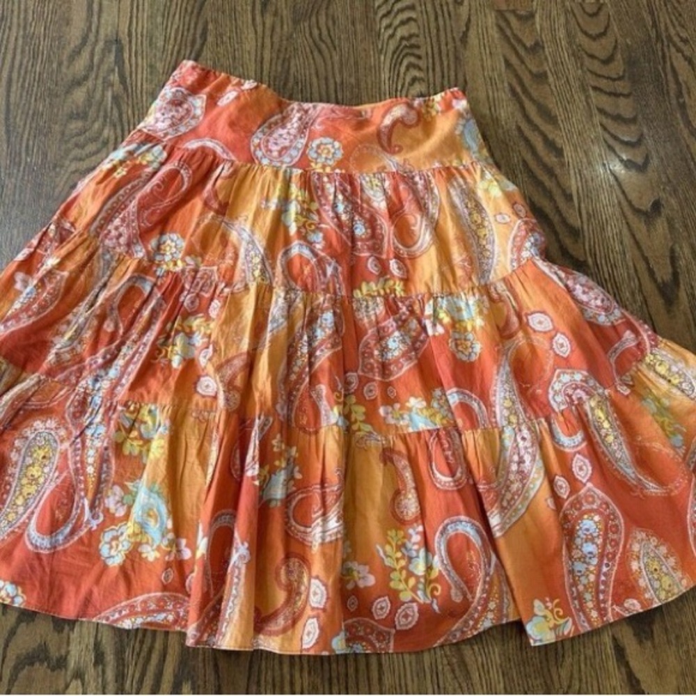 Chaps Vibrant Orange Paisley Maxi Skirt - Picture 4 of 9